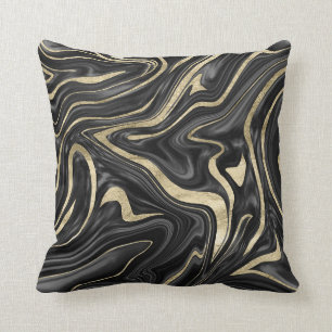 Black Gray White Gold Marble #1 Cushion