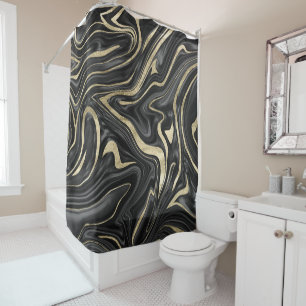 Black Gray White Gold Marble #1 Shower Curtain