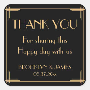 Black Great Art Deco Wedding Stickers