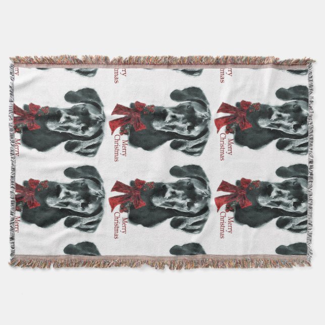 Black Great Dane Christmas Throw Blanket (Front)