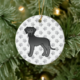 Black Great Dane Cute Cartoon Dog Ceramic Tree Decoration