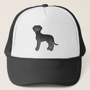 Black Great Dane Cute Cartoon Dog Trucker Hat