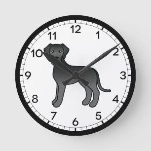 Black Great Dane Dog Cartoon Illustration Round Clock