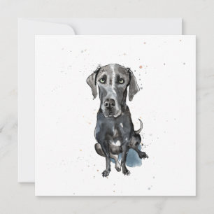 Black Great Dane fun watercolor splatter Thank you Card
