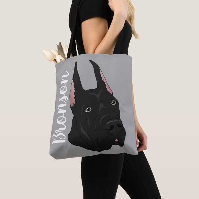 Black Great Dane Tote Bag (Close Up)