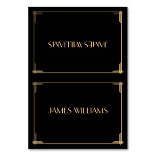 Black Great Gatsby Art Deco Place Setting Cards