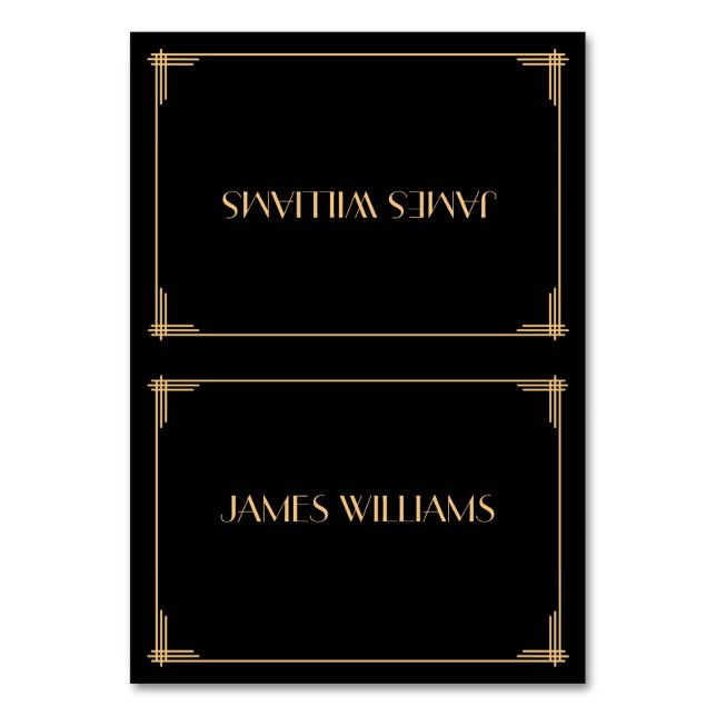 Black Great Gatsby Art Deco Place Setting Cards (Front)