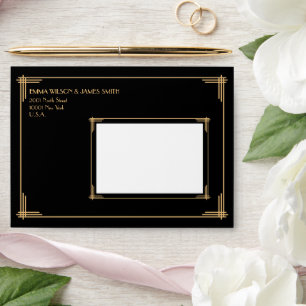 Black Great Gatsby Art Deco Wedding Envelopes