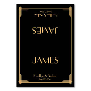 Black Great Gatsby Art Deco Wedding Place Cards