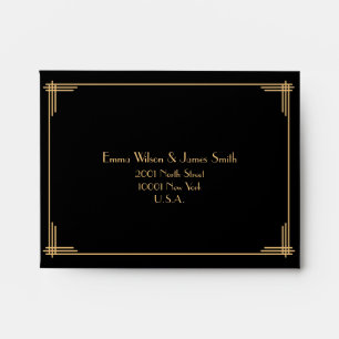 Black Great Gatsby Art Deco Wedding RSVP Envelopes