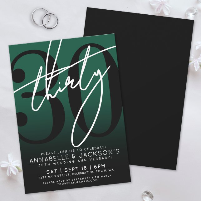 Black Green 30th Anniversary Party Invitation (Black Green 30th Anniversary Party Invitation)