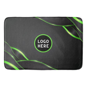 Black & Green Abstract Fluid Design Add Logo Bath Mat