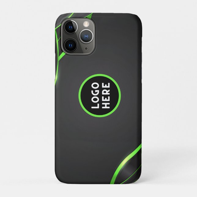 Black & Green Abstract Fluid Design | Add Logo Case-Mate iPhone Case (Back)