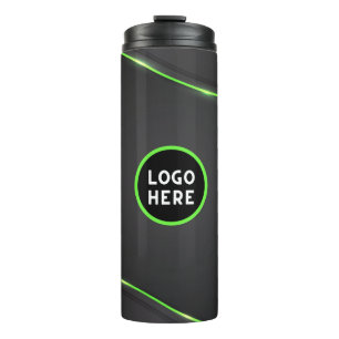 Black & Green Abstract Fluid Design Add Logo Thermal Tumbler