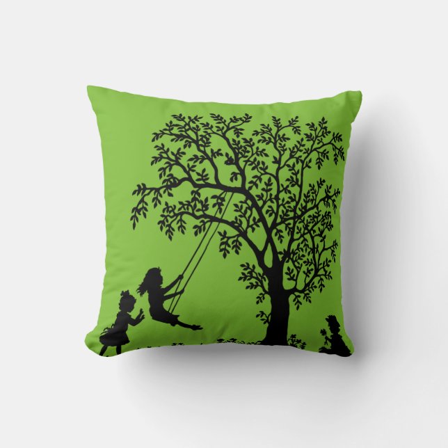 Black green Abstract Tree kids playing pillow (Front)