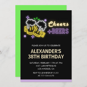 Black Green Adult Beer 38th birthday Invitation