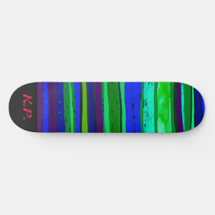 Black, green and blue stripes skateboard