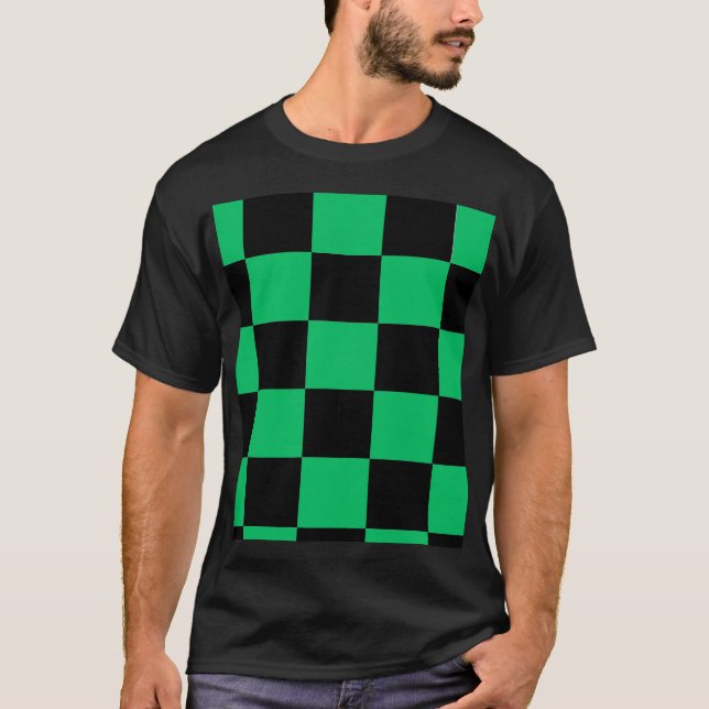 Black & Green Anime Style Pattern Tee (Front)