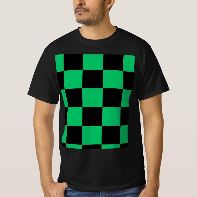 Black & Green Anime Style Pattern Tee (Front)
