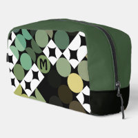 Black Green Beige Brown Midcentury Circles Pattern