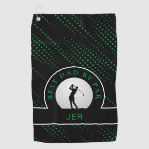 Black Green Best Dad By Par  Golf Towel
