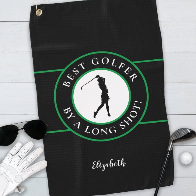 Black Green Best Golfer By A Long Shot Pro For Her Golf Towel (Creator Uploaded)