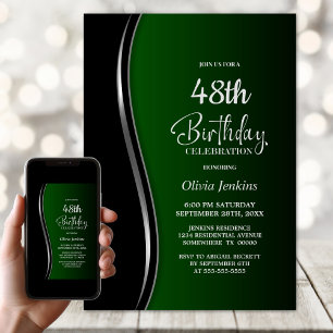 Black Green Birthday Party Invitation