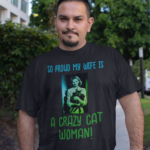 Black Green Blue Mens Personalised Crazy Cat Woman T-Shirt