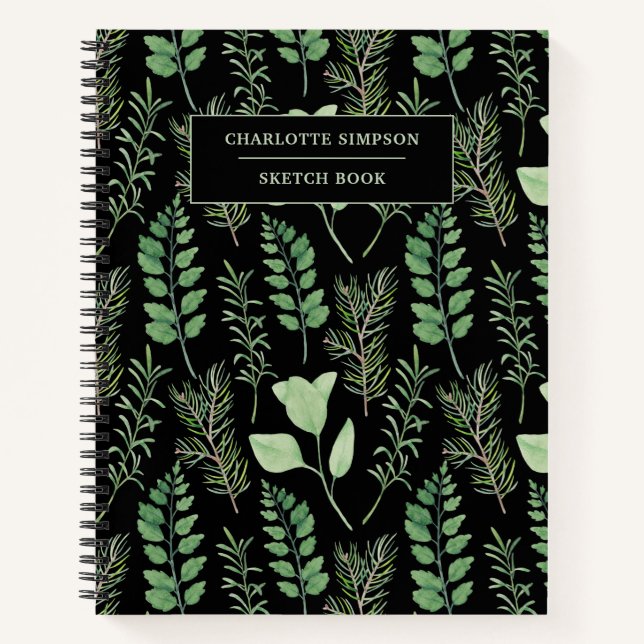 Black Green Botanical Sketch Book (Front)