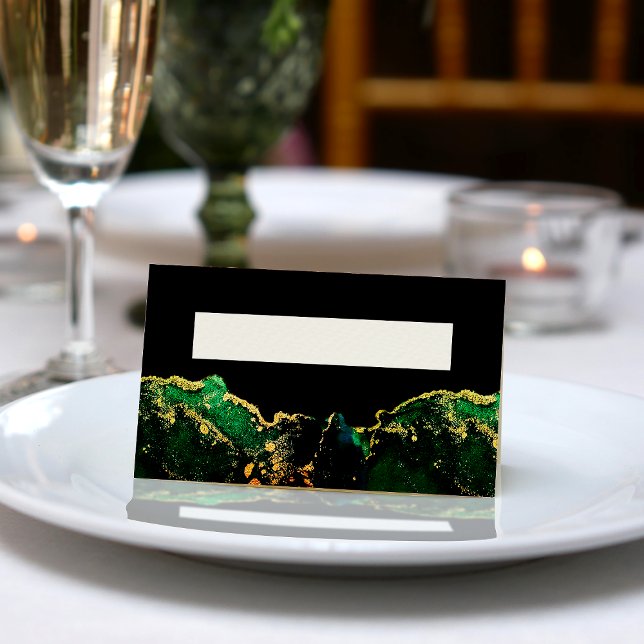Black Green Bronze Gold Wedding Place Card (Black Green Bronze Gold Wedding Place Card)