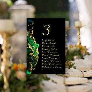 Black Green Bronze Wedding Reception Table Number