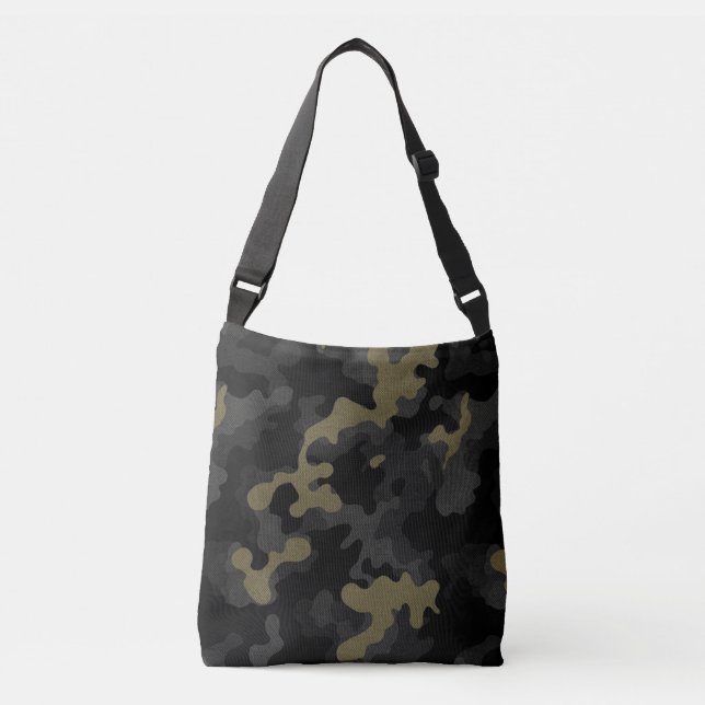 Black Green Camo Urban Cargo Realistic Crossbody Bag (Front)