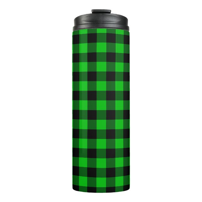 Black Green Checked Thermal Tumbler (Front)