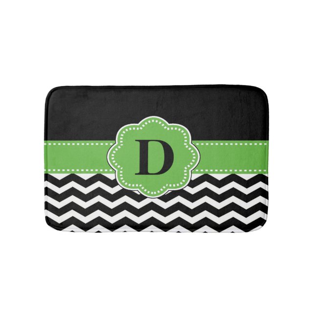 Black Green Chevron Rug (Front)