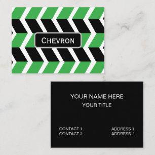 Black Green Chevron Stripe Business Card