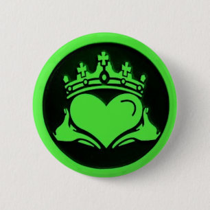 Black & Green Claddagh Round Pin