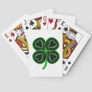 Black Green Clover Heart St Patty WB Playing C Cards