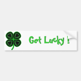Black Green Clover Heart St Patty's Day Bumper S Sticker