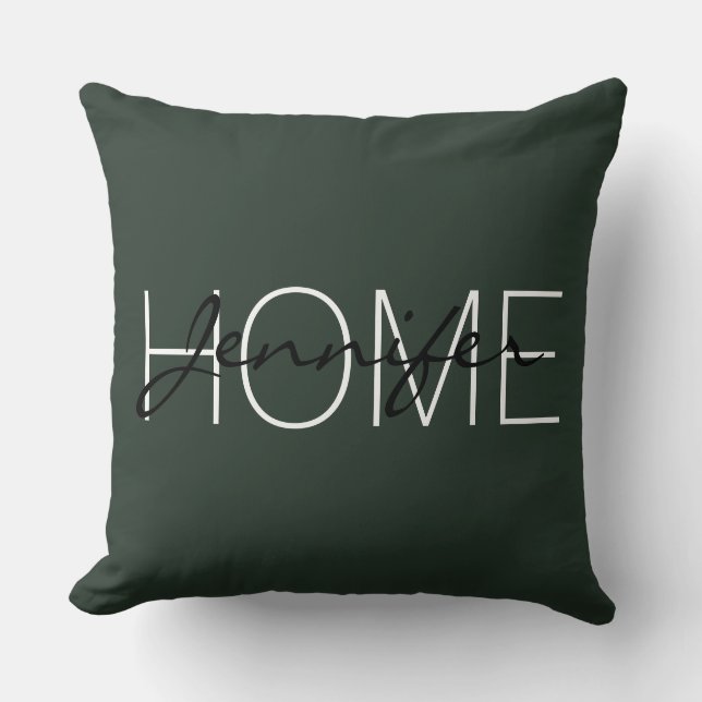 Black green colour home monogram cushion (Front)