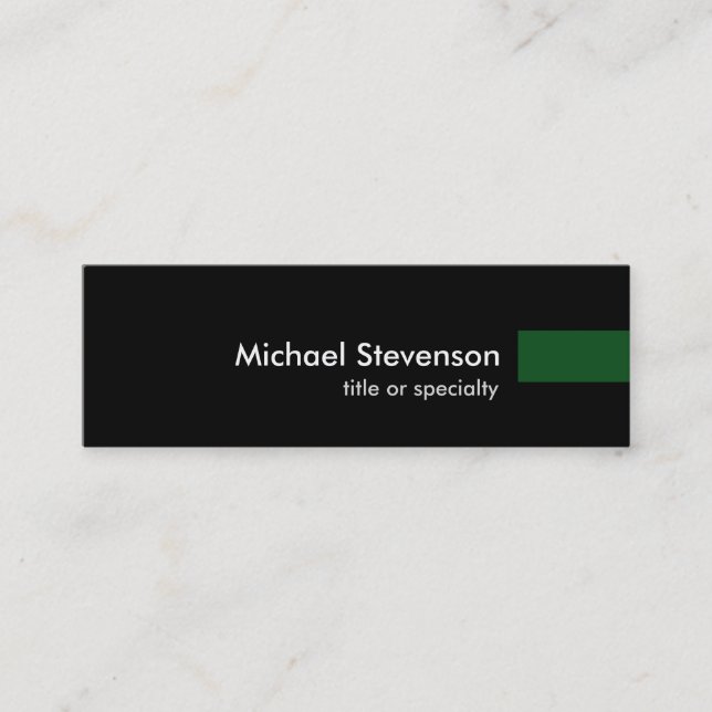 Black Green Consultant Unique Skinny Business Card (Front)