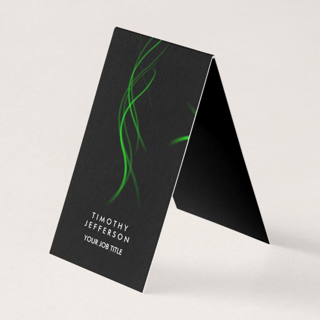 Black Green Curves Elegant Modern Business Card (Front)