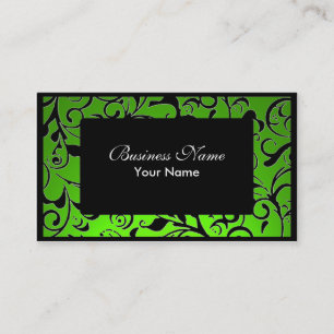 Black green damask appointment business cards