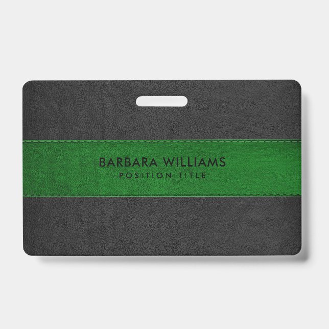 Black & Green Faux Leather ID Badge (Front)