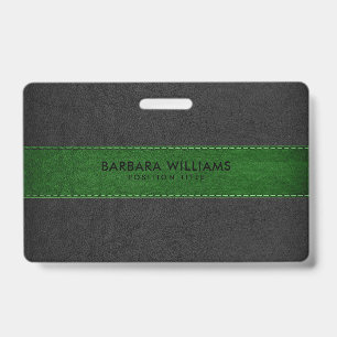 Black & Green Faux Leather ID Badge
