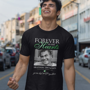 Black Green Funeral Photo Memorial T-Shirt