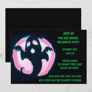Black Green Ghost  Spooky Halloween Ghostly  Party Invitation