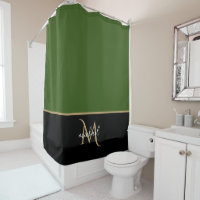 Black | Green & Gold Monogram Elegant Luxury 