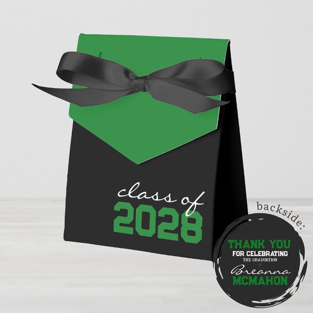 Black & Green Graduation Favour Boxes (Green and Black Graduation Class of Any Year Favor Gift Boxes)