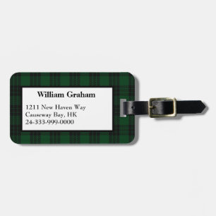 Black & Green Graham Tartan Plaid Luggage Tag