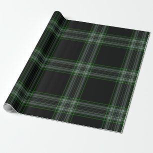 Black Green Gray Tartan Plaid Wrapping Paper